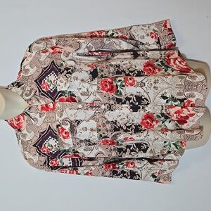 Chico's Floral Paisley Modal Button Up Shirt Size 12 / 14 Feminine Romantic
